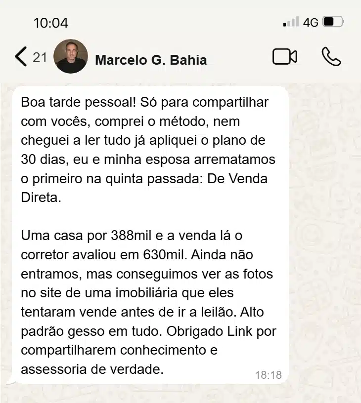 Depoimento de cliente LINK no WhatsApp
