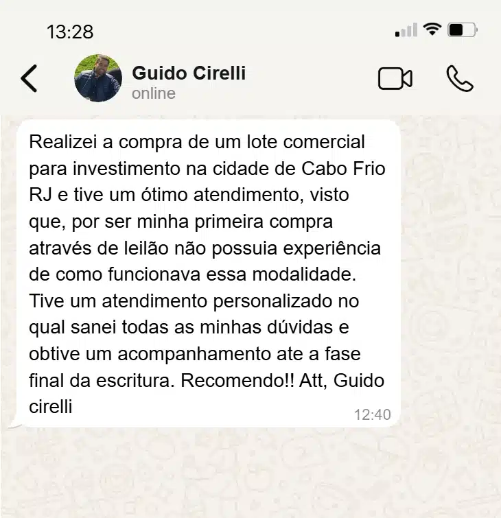 Depoimento de cliente LINK no WhatsApp